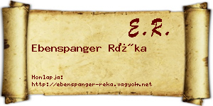 Ebenspanger Réka névjegykártya